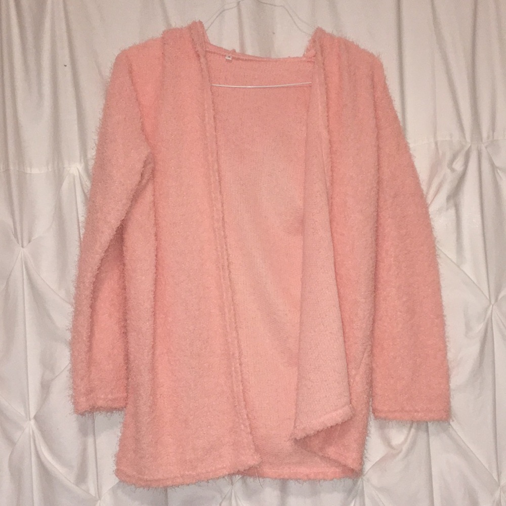 pink fuzzy jacket
